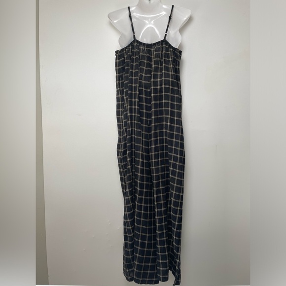World Market Black Wide leg windowpane Embroidered Jumpsuit pockets Women sz XL - Picture 4 of 9